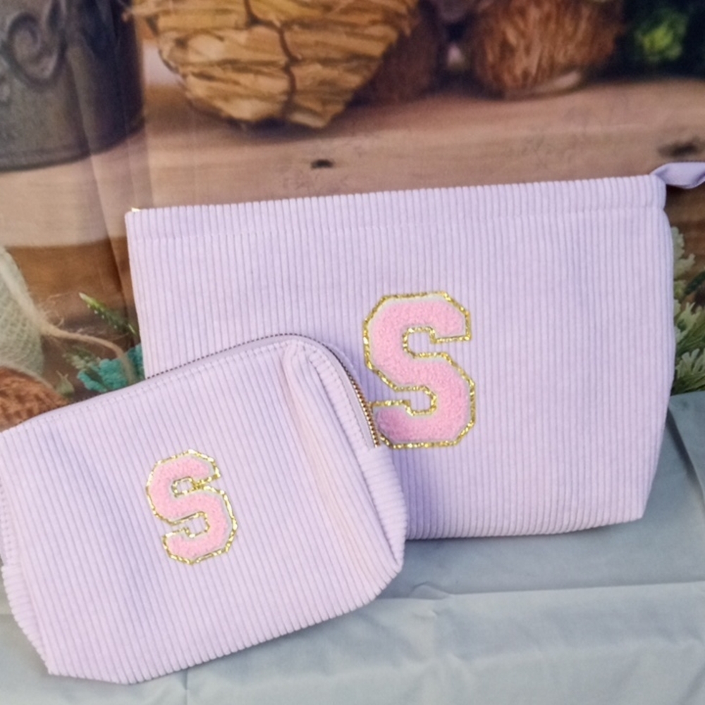 💩 Corduroy Initial 'S' Pouch Set